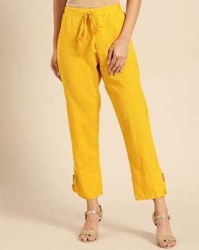 mid-rise pants with elasticated tie-up