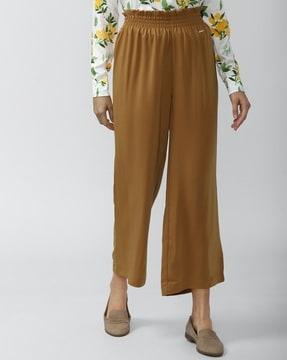 mid-rise pants with elasticated waist