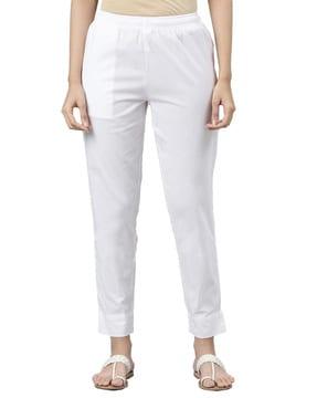 mid-rise pants with elasticated waistband