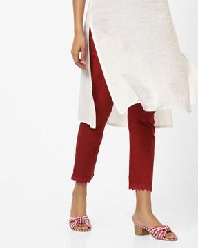 mid-rise pants with semi-elasticated waist