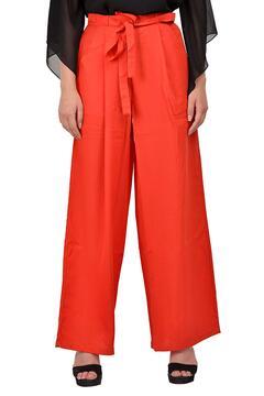 mid-rise pants with waist tie-up