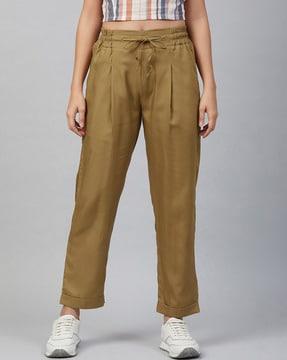 mid-rise pleat-front pants