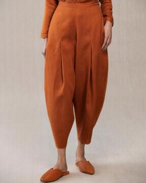 mid-rise pleat-front pants