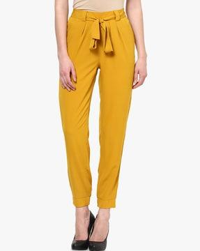 mid-rise pleat-front trousers with tie-up