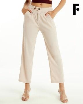 mid-rise pleat-front trousers