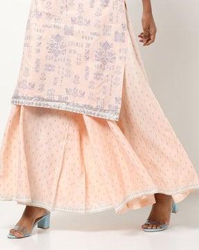 mid-rise pleated dobby palazzo pants