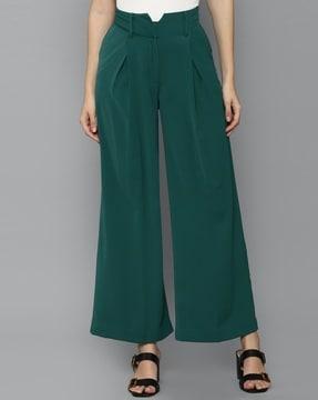 mid-rise pleated-front trousers