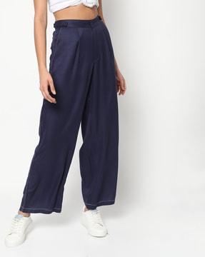 mid-rise pleated palazzos