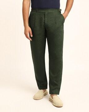 mid-rise pleated pants