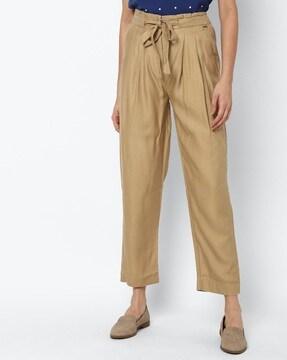 mid-rise pleated trousers