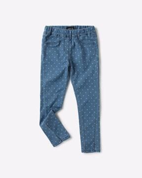 mid-rise polka-dot skinny jeggings