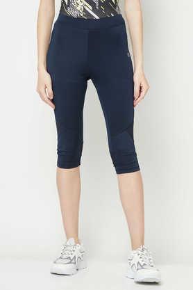 mid rise poly blend skinny fit women's tights - navy