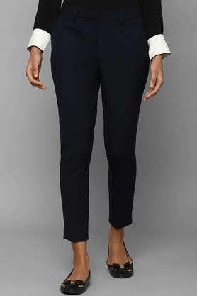 mid rise polyester regular fit women's pant - navy