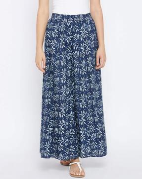 mid-rise printed wide leg palazzo