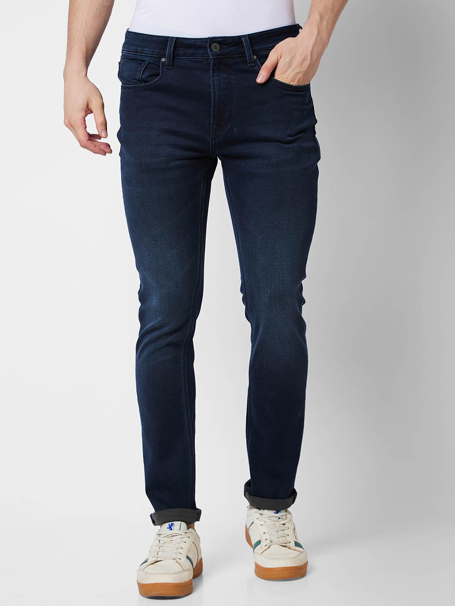 mid rise regular fit blue jeans for men