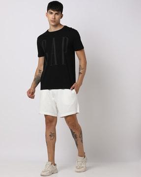 mid-rise regular fit flat-front shorts