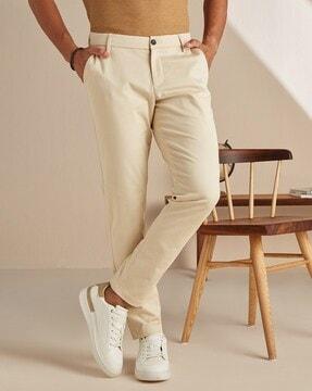 mid-rise relaxed fit chinos