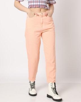 mid-rise relaxed fit cotton jeans