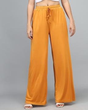 mid-rise relaxed fit palazzo pants