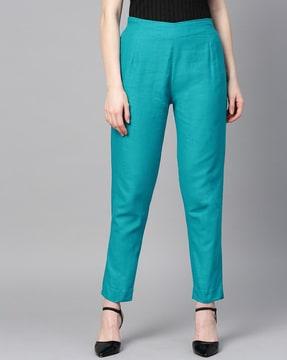 mid-rise relaxed fit trousers