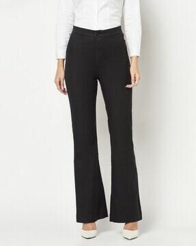 mid-rise relaxed fit trousers