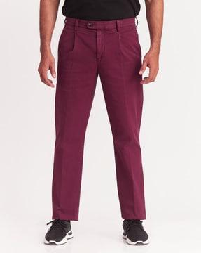 mid-rise relaxed fit trousers