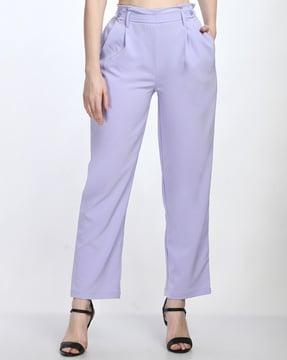 mid-rise relaxed fit trousers