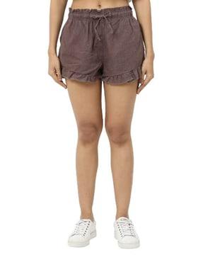 mid-rise shorts with drawstring waist