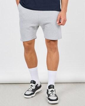 mid-rise shorts with drawstring waist