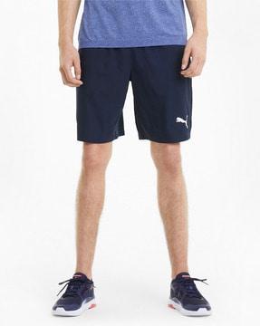mid-rise shorts with logo branding