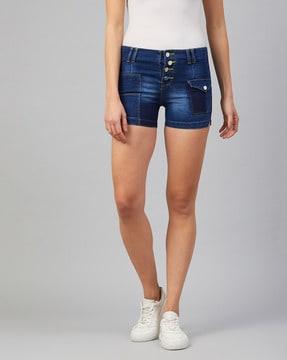 mid rise shorts with patch pocket