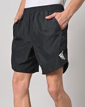 mid-rise shorts with placement logo