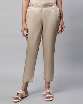 mid-rise single-pleated straight pants