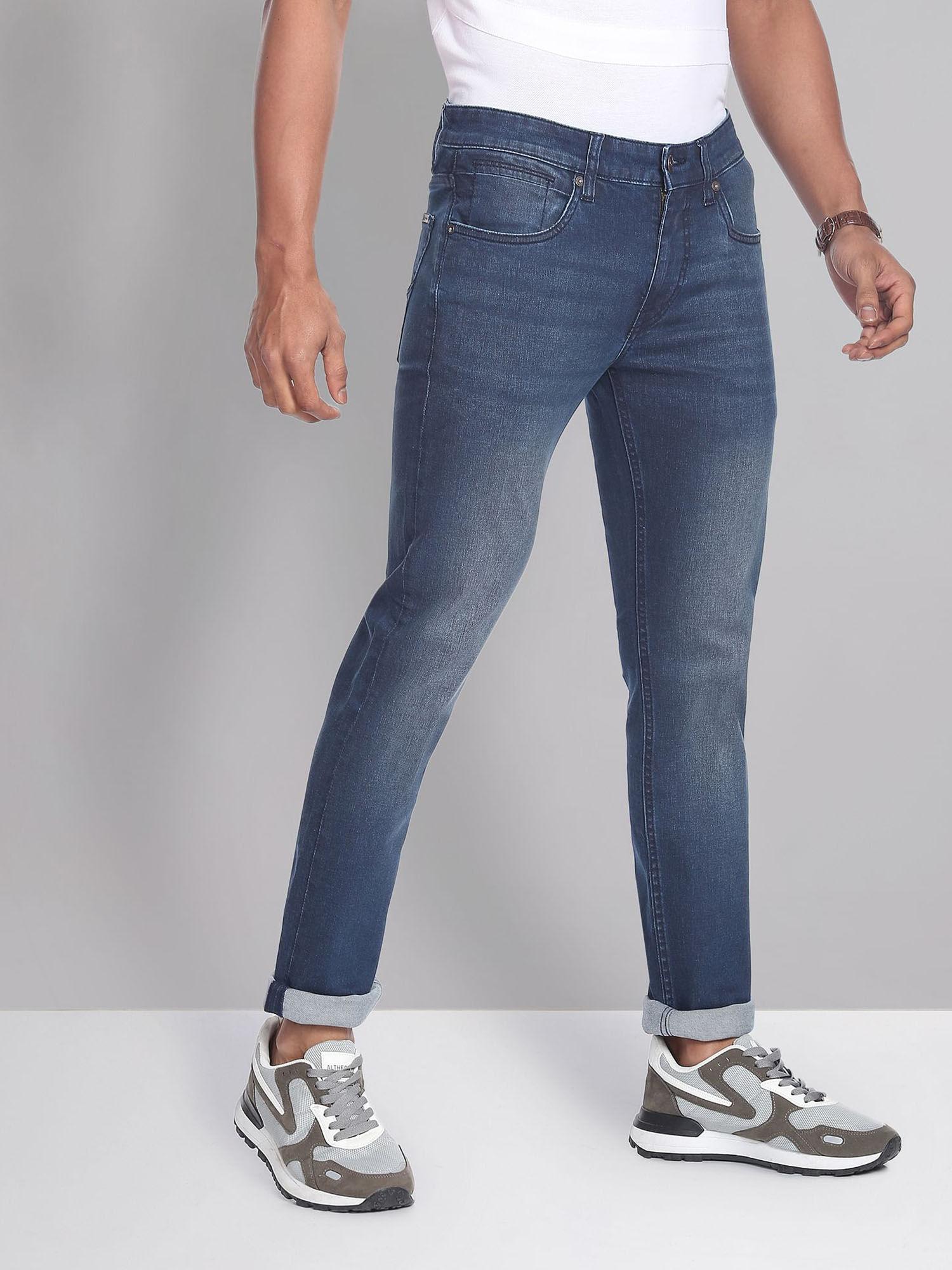 mid rise skinny fit jeans blue