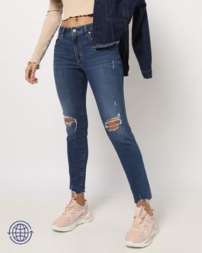 mid rise skinny fit jeans with stretch