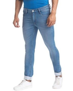 mid-rise skinny fit jeans