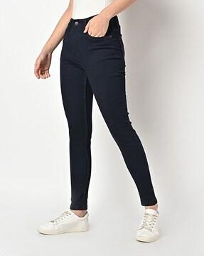 mid-rise skinny fit jeans