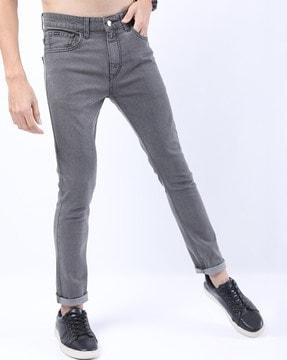 mid-rise skinny fit jeans