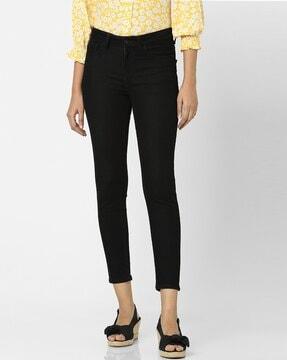 mid-rise skinny fit jeans