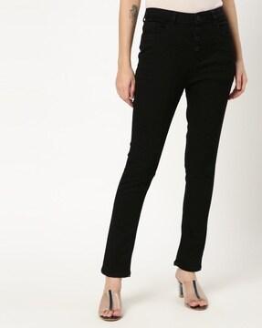 mid-rise skinny fit jeans