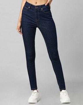 mid-rise skinny fit jeans