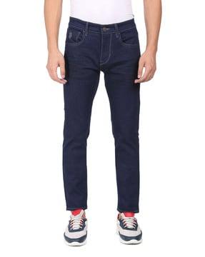 mid-rise skinny fit jeans