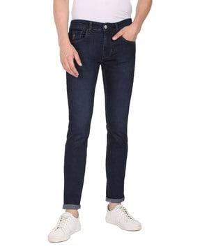 mid-rise skinny fit jeans