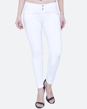 mid-rise skinny fit jeans