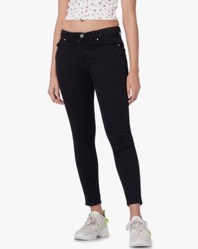 mid-rise skinny fit jeans