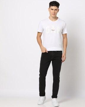 mid-rise skinny fit jeans