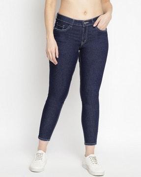 mid-rise skinny fit jeans