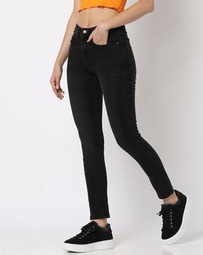 mid-rise skinny fit jeans