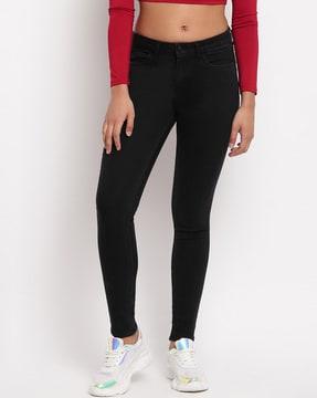 mid-rise skinny fit jeans