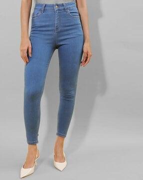 mid-rise skinny fit jeans